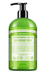 Sapone di zucchero biologico Dr Bronner's, menta piperita o lemongrass-lime, 355ml
