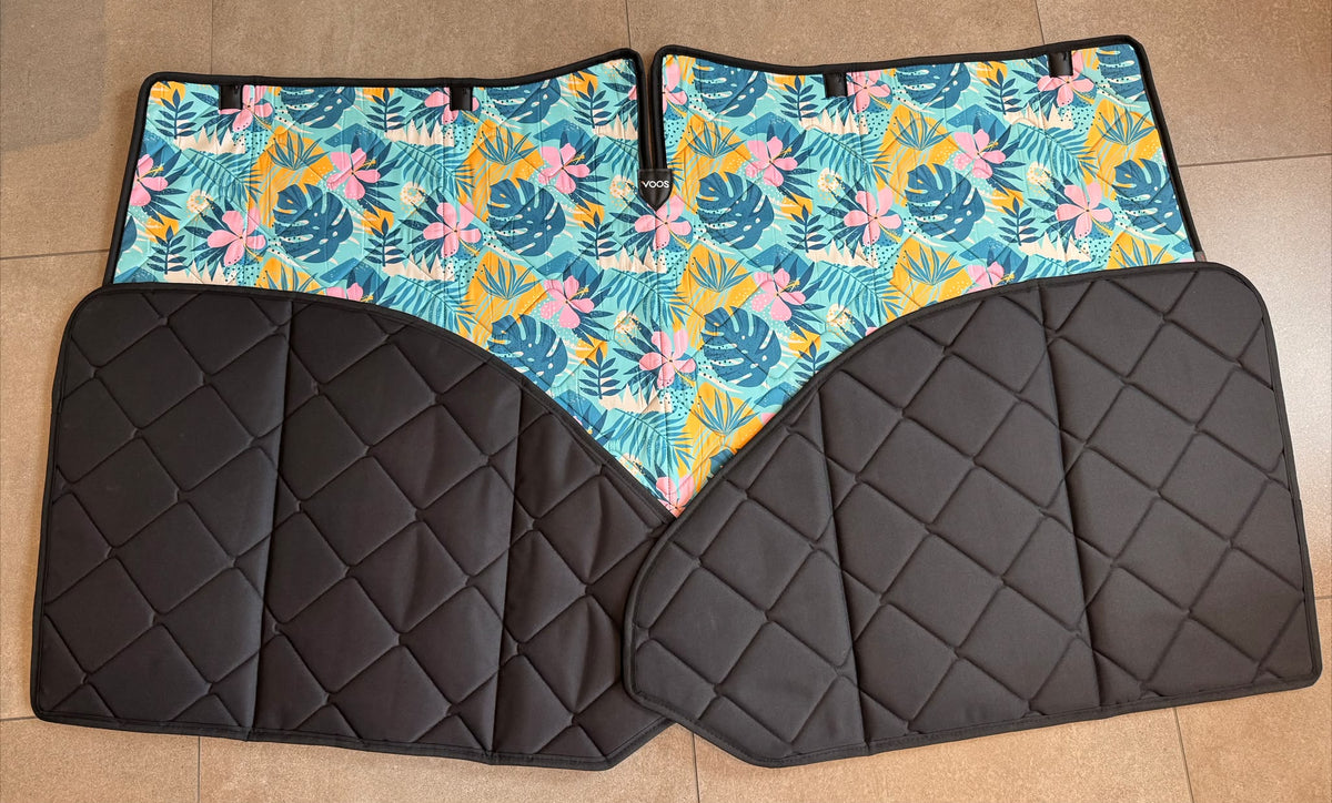 [OUTLET] Magnetic Thermal Window Screens for VW T5, T6 & T6.1 (Multivan, California, Caravelle) – 3-Piece | Tropical Jungle Design