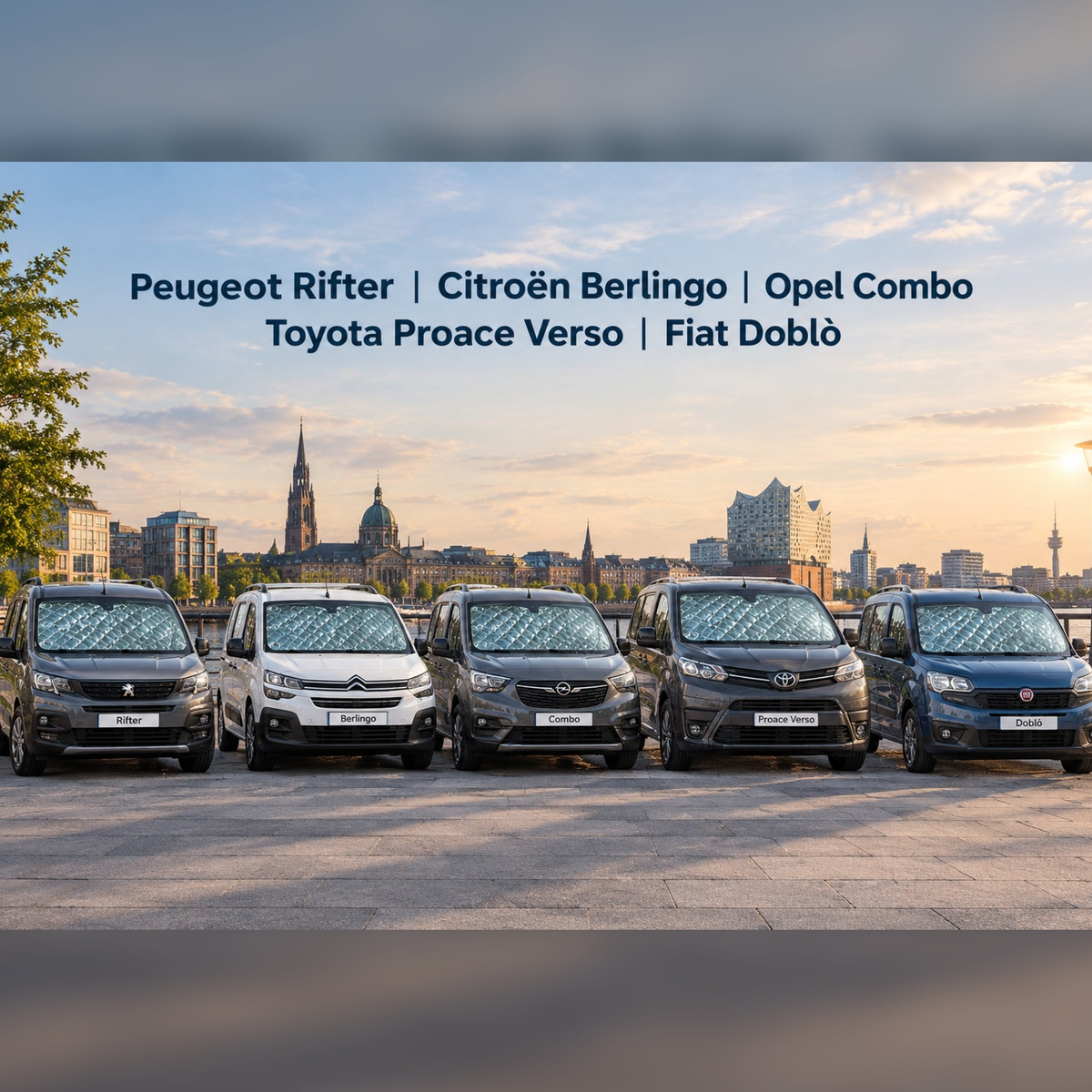 Thermal Blinds for Peugeot Rifter, Citroën Berlingo, Opel Combo, Toyota Proace Verso, Fiat Doblò – 7-Layer, Custom Fit, Made in Italy