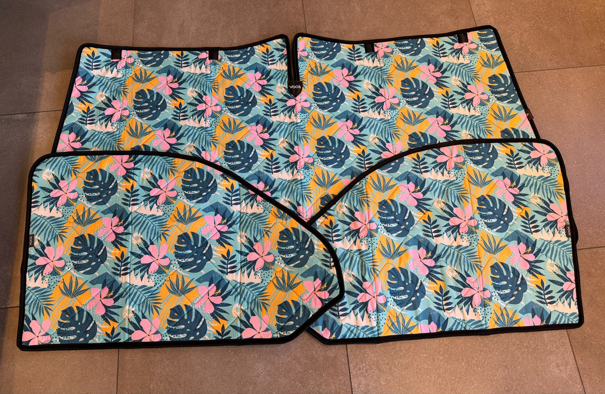 [OUTLET] Magnetic Thermal Window Screens for VW T5, T6 & T6.1 (Multivan, California, Caravelle) – 3-Piece | Tropical Jungle Design