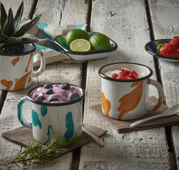 Emailletasse „A little Color“, verschiedene Farben