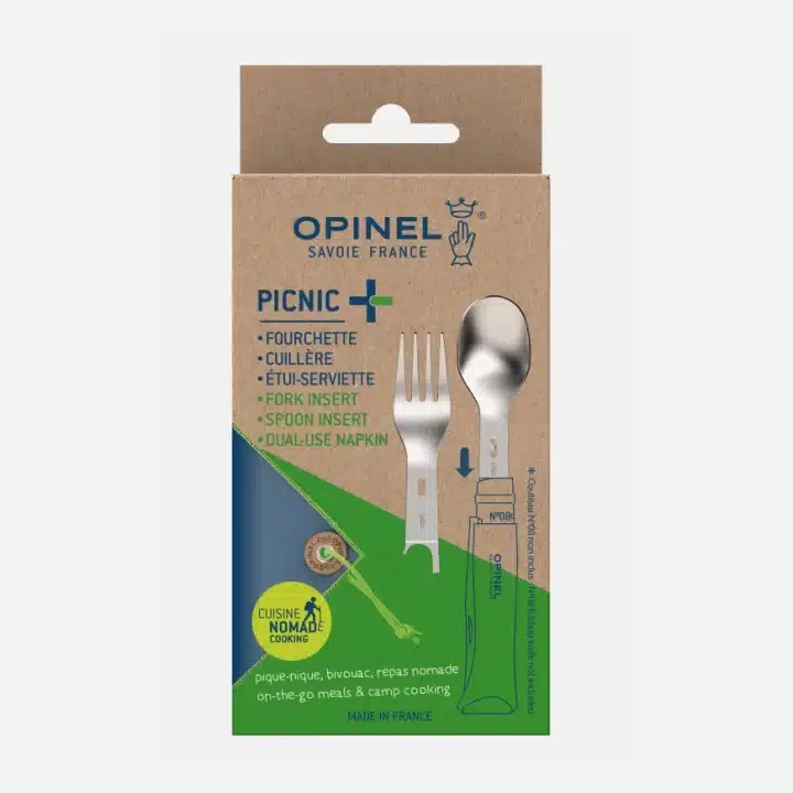 Picnic+, set di posate compatto e leggero incl. coltello Opinel Nr. 08
