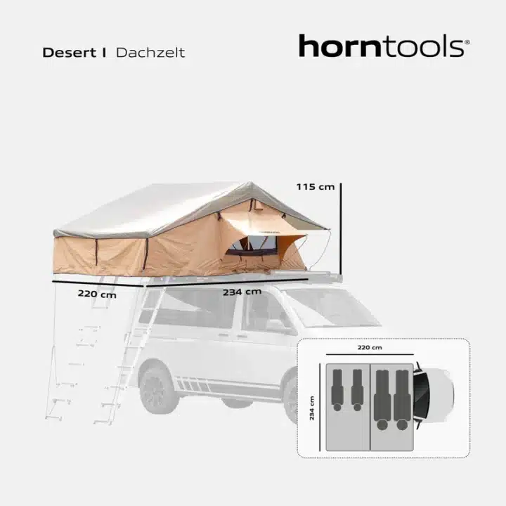 Roof tent - horntools Desert - 220cm for 4 person